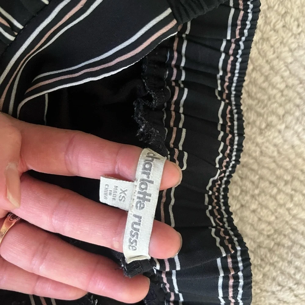 A-line black striped skirt